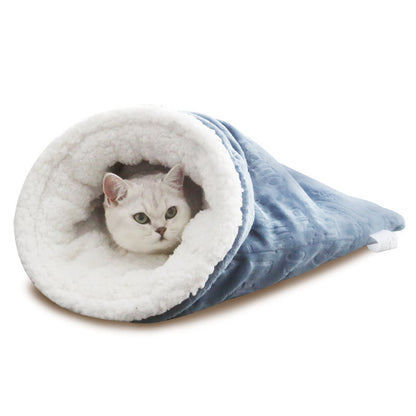 FURRY  TEDDY SLEEPING BAG FOR CATS 