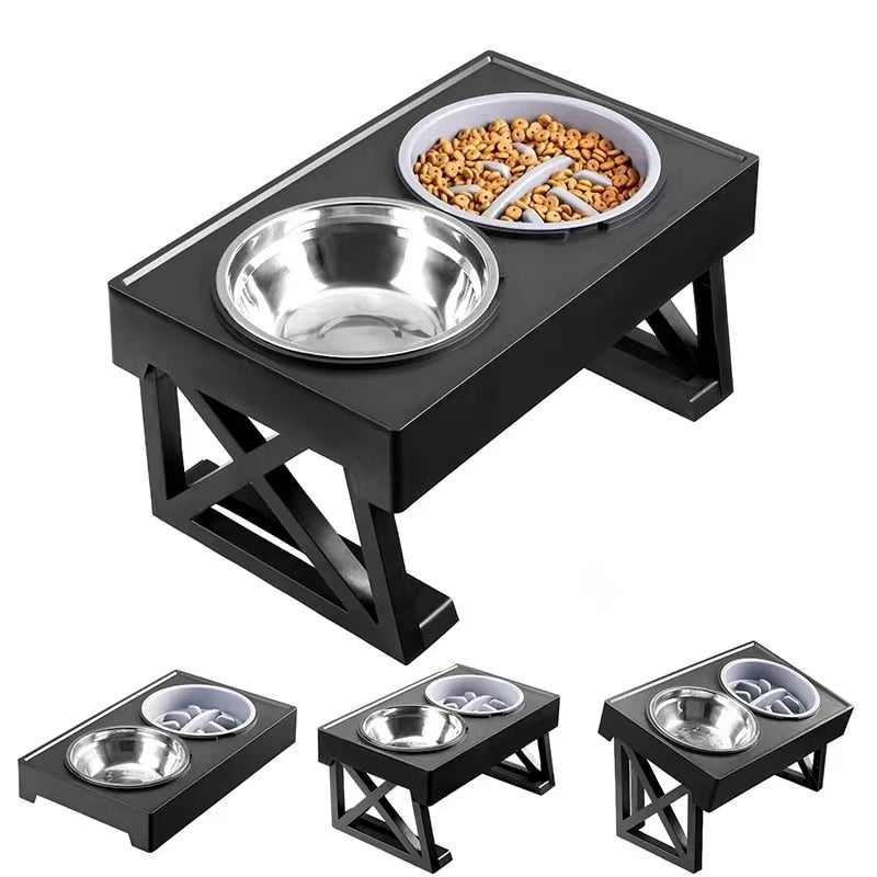 Elevated dog bowls, 3 adjustable heights 